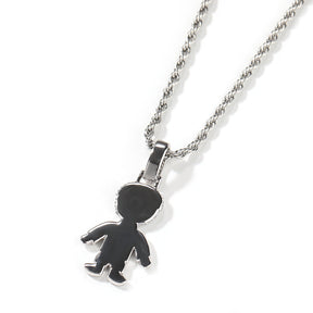 Cartoon Diamond Couple Pendant Necklace