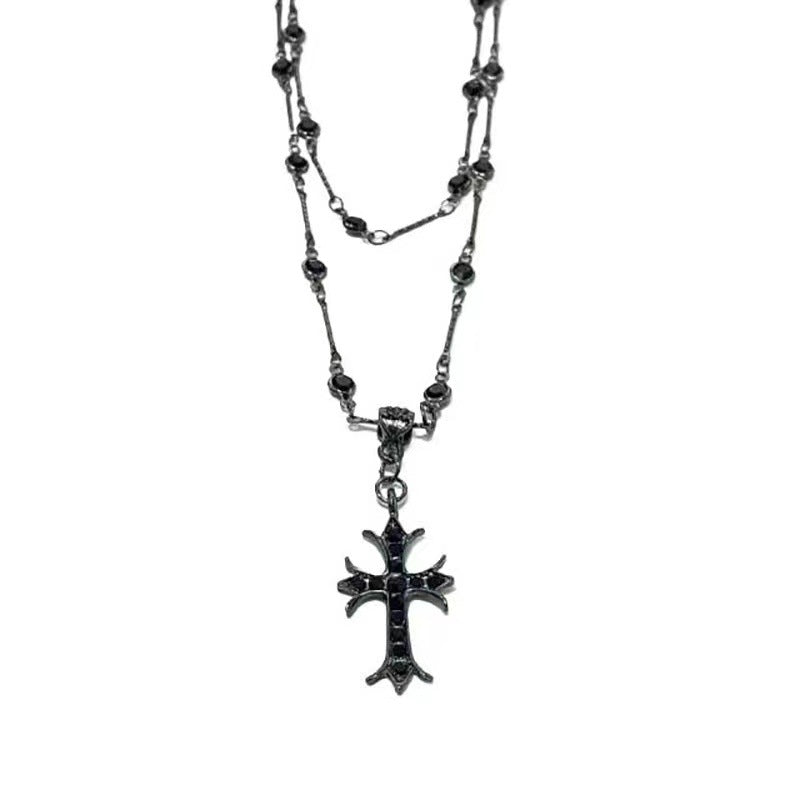 Dark Hot Girl Cross Double Layer Necklace