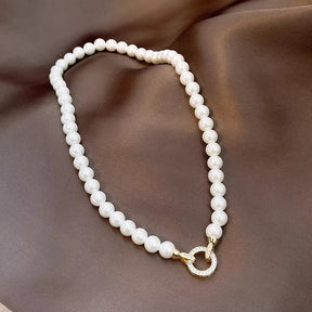 day collar large pearl inlaid zircon necklace