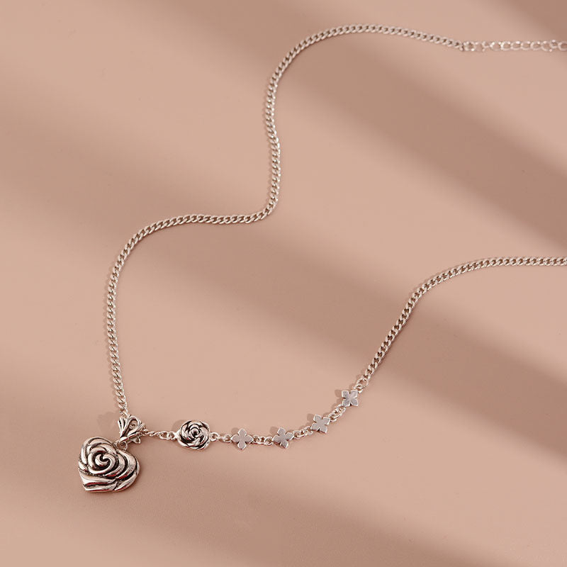 Thai Silver Rose Necklace