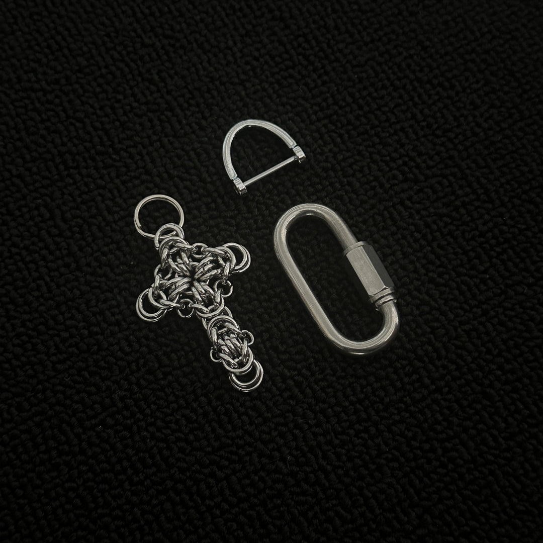 Purely Handcrafted Chainmail Cross Keychain