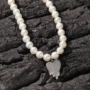 Water Drop Love Pearl Necklace Hip Hop Trend Necklace