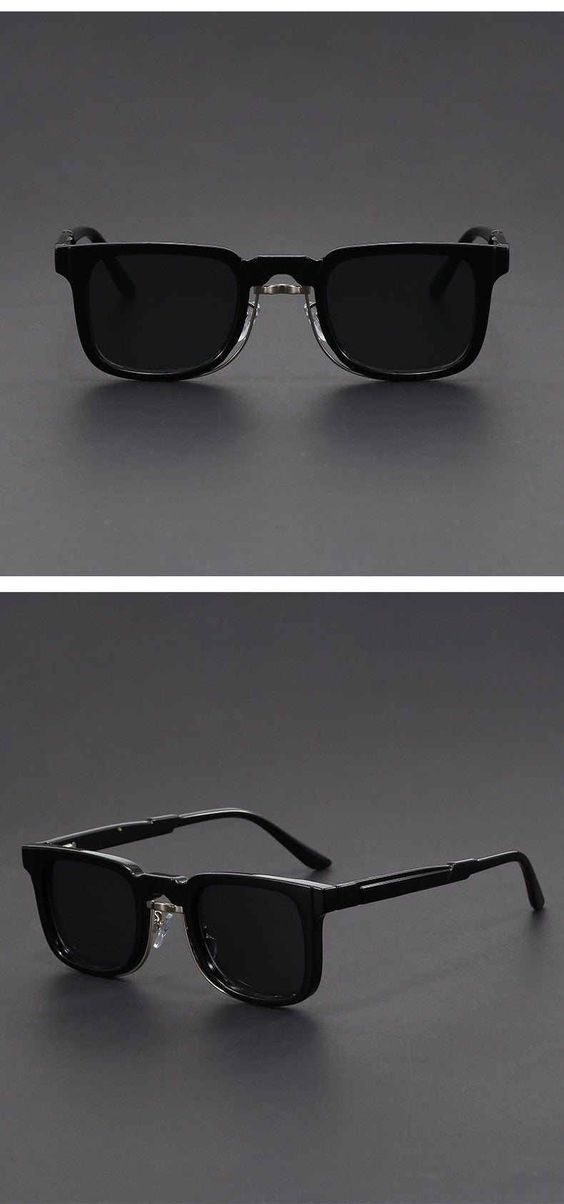 Retro European and American Square Sunglasses with Spring Temples