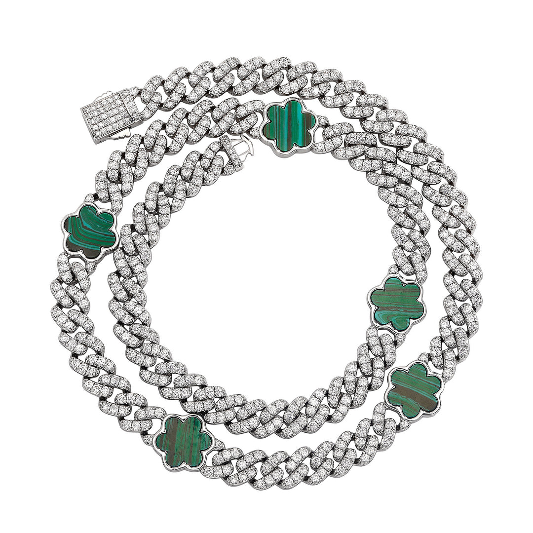 Hip-hop four-leaf clover zircon chain, tennis chain.