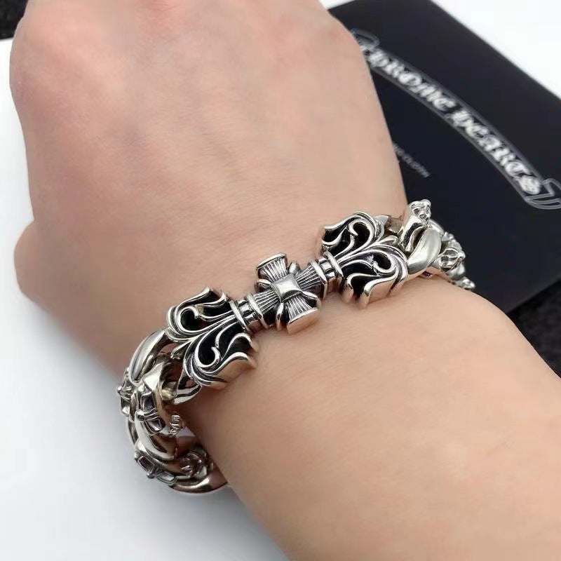 Domineering chrome hearts cross thick bracelet