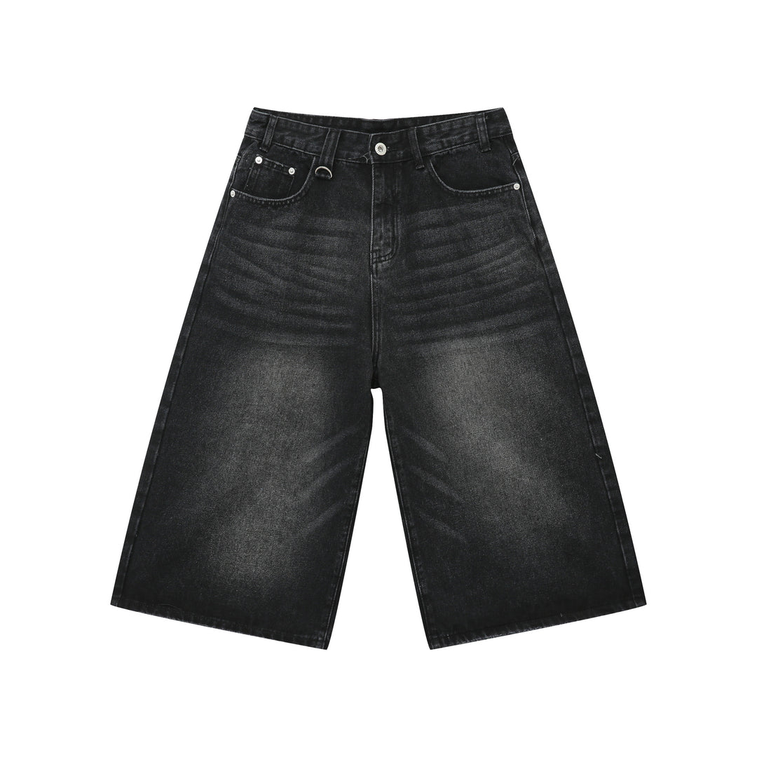 Summer Loose Fit Cropped Straight Leg Denim Shorts