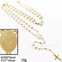 rosary necklace 6mm cross necklace