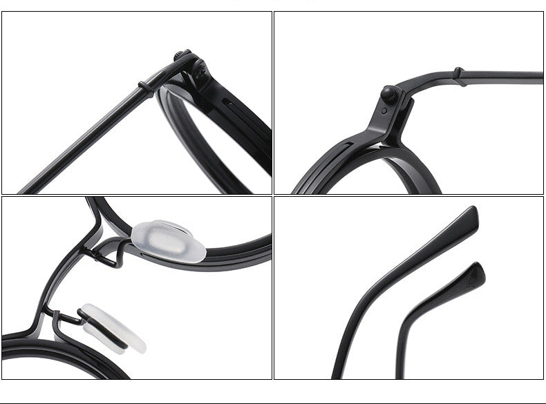 Retro Round Glasses Black Metal Optical Eyewear
