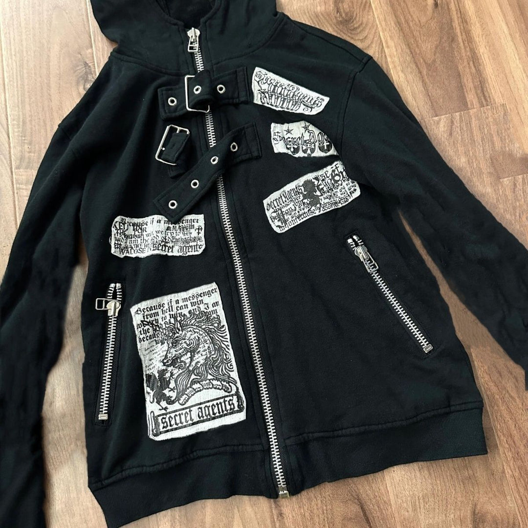 Y2K Unicorn Retro Print Rock-Style Zip-Up Jacket