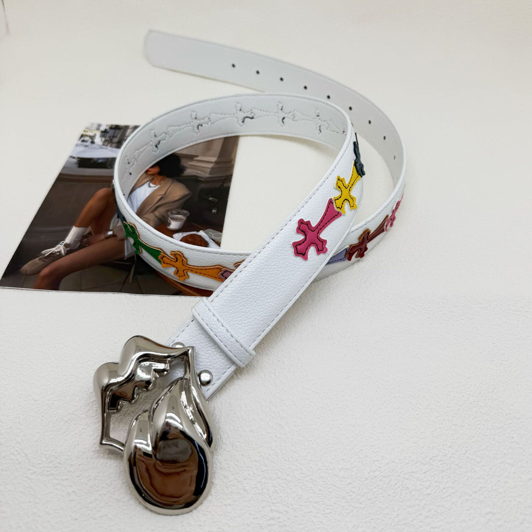 Chrome Hearts Cross-Motif Classic Leather Belt