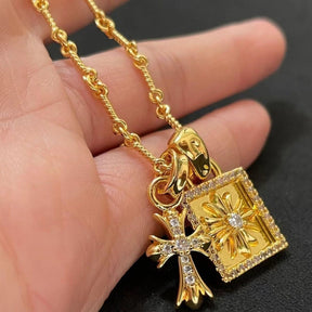 Chrome Hearts Square Pendant Cross Necklace