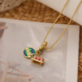 Zircon Camera Passport Pendant Necklace