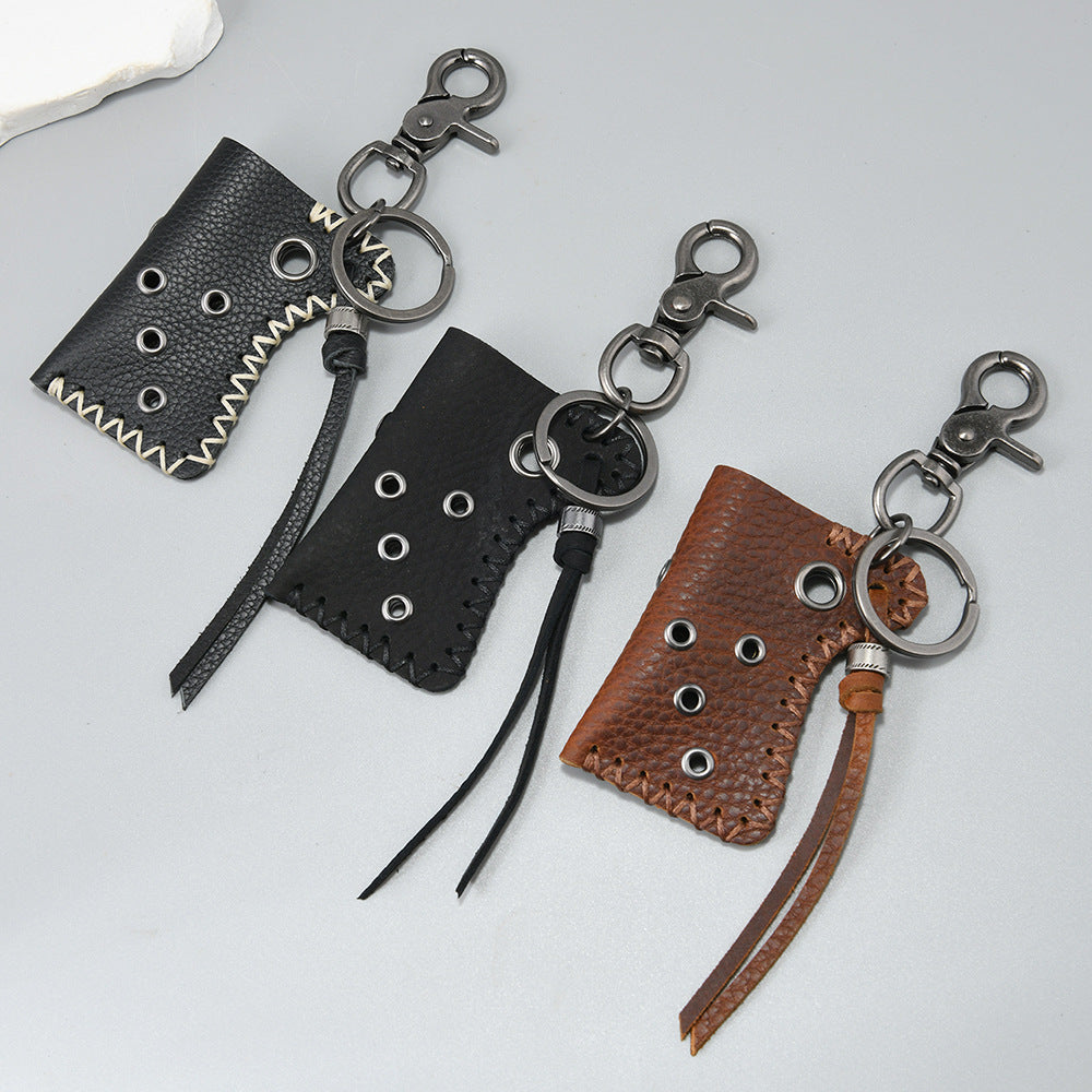 Cowhide Lighter Case Keychain