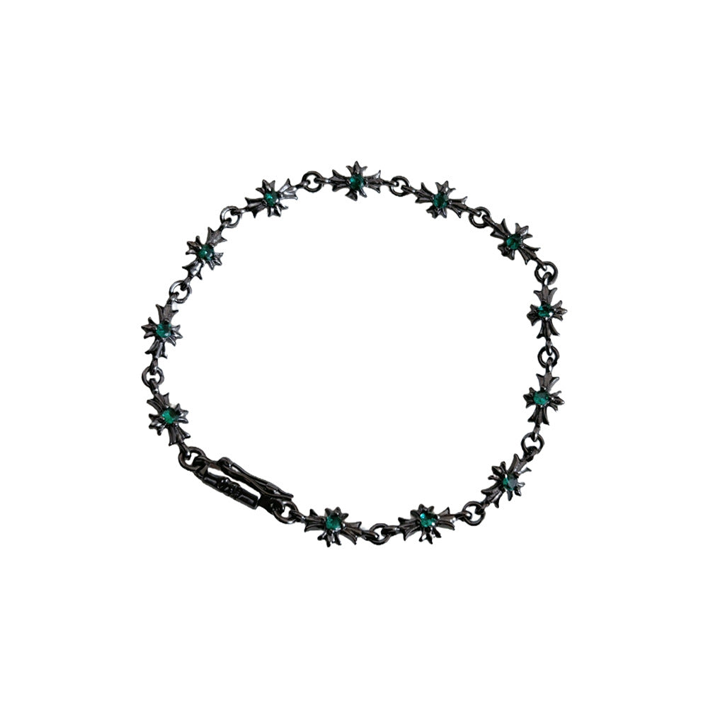 Chrome Hearts Black Gun finished Cross with Diamond inlaid Bracelet