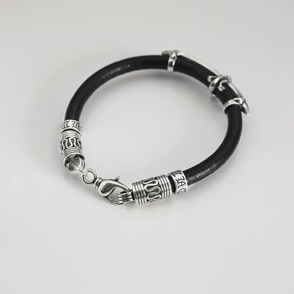 chrome hearts retro cross leather strap bracelet