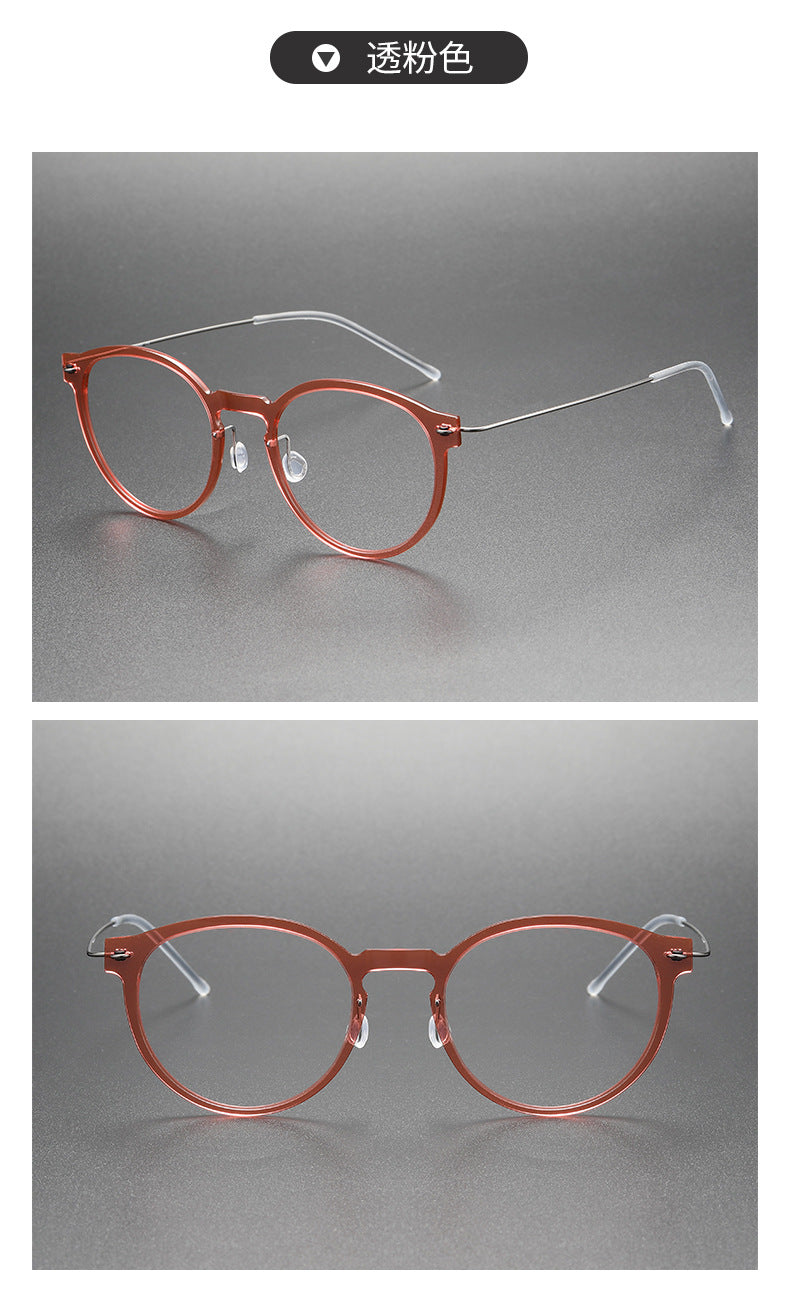 Screwless nylon frame, titanium temples oval eyeglasses