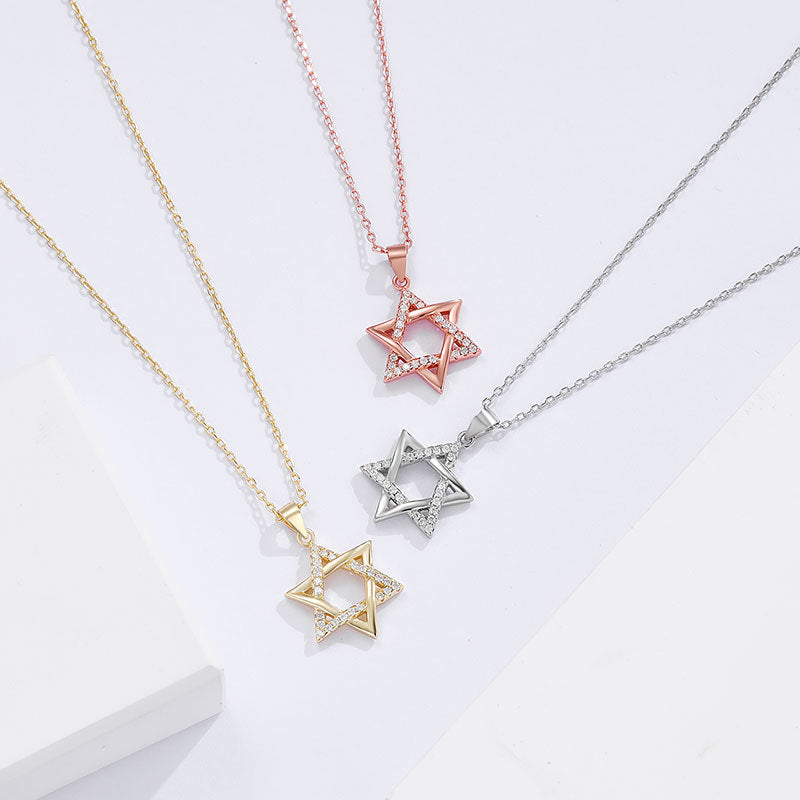 star of david necklace S925 silver pendant