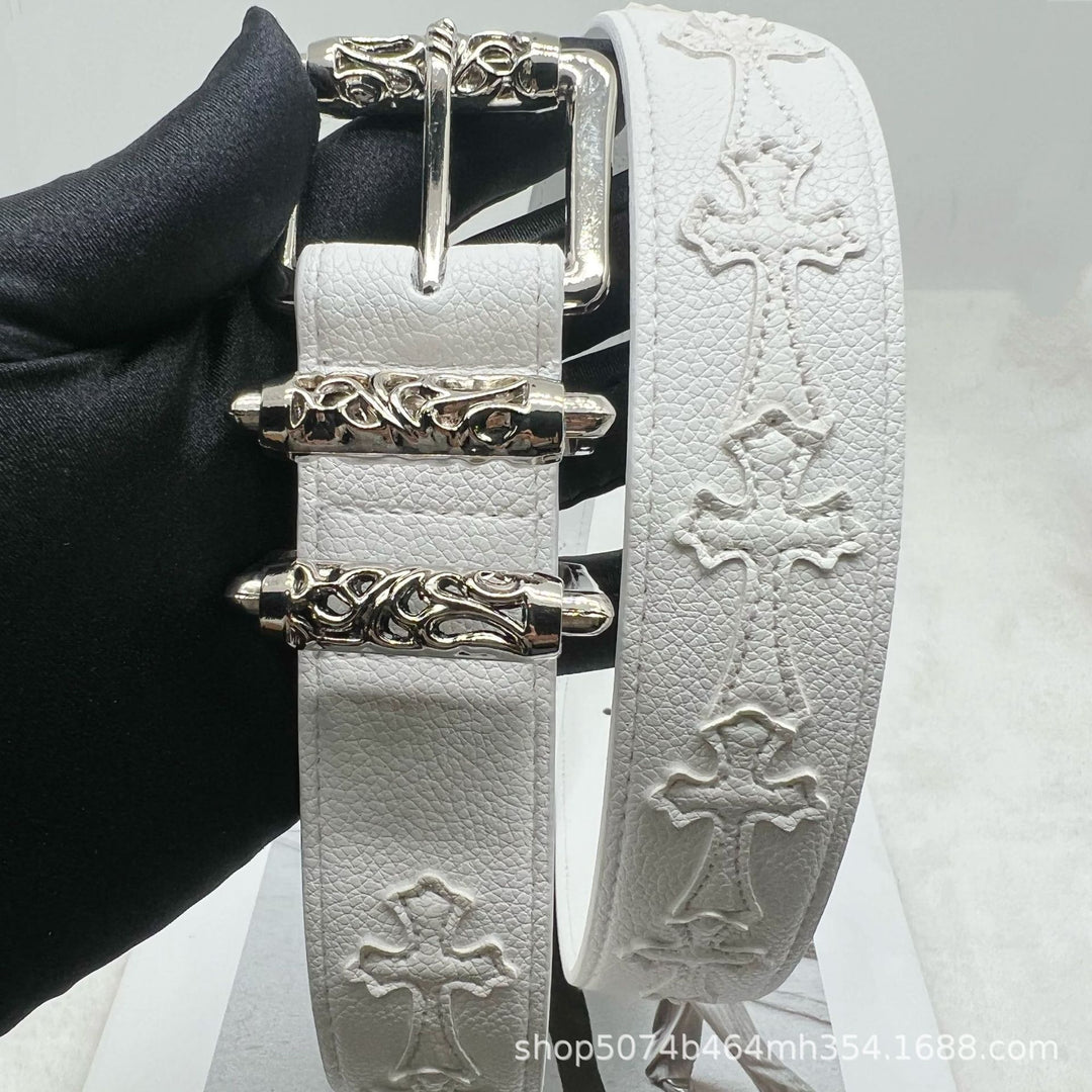 Chrome Hearts Litchi-Grain Colored Belt with Vine Motif