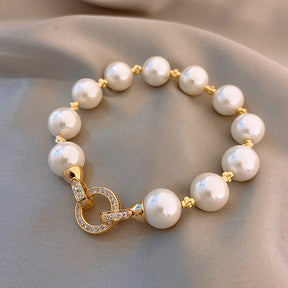 day collar large pearl inlaid zircon necklace