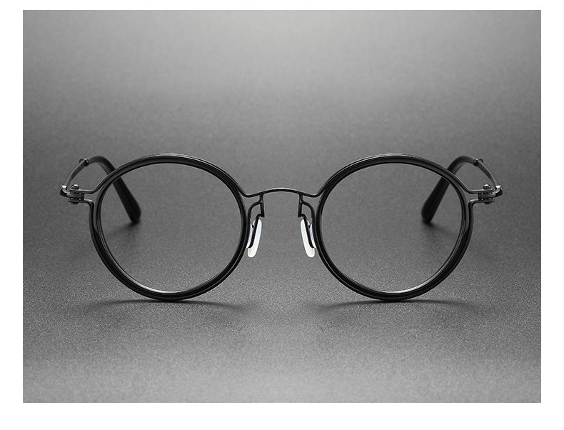 Retro Round Glasses Black Metal Optical Eyewear