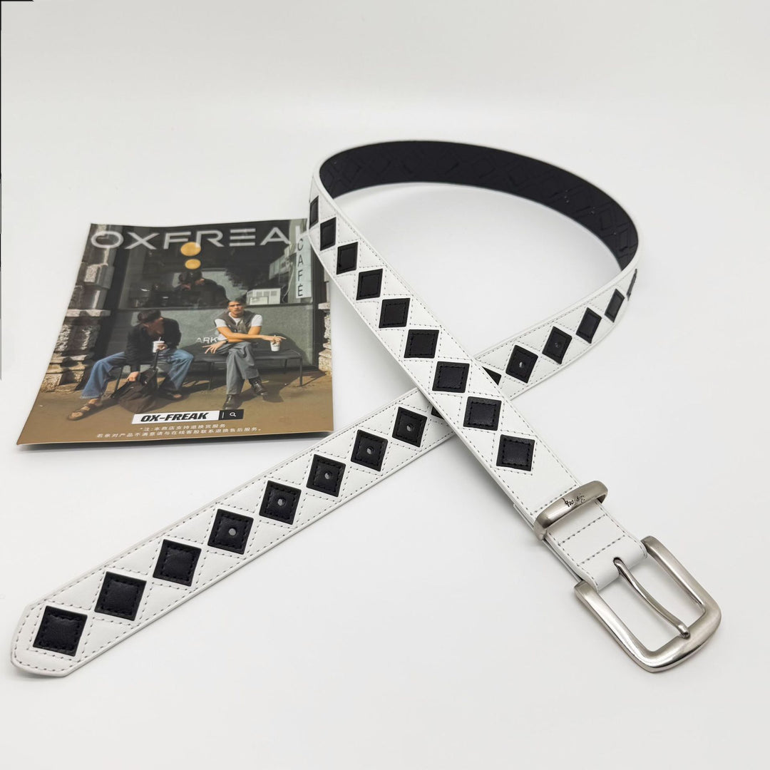 Minimalist Checkered Leather Belt