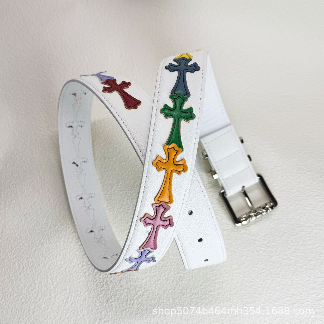 Chrome Hearts Cross-Motif Classic Leather Belt