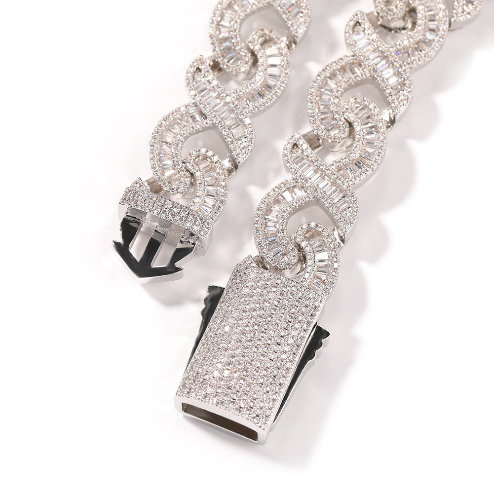 Geometric "T" & Infinity 15mm Diamond-Encrusted Cuban Chain