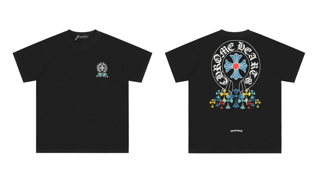 Chrome Hearts Summer Embroidery Print Cotton T-Shirt Short-Sleeve