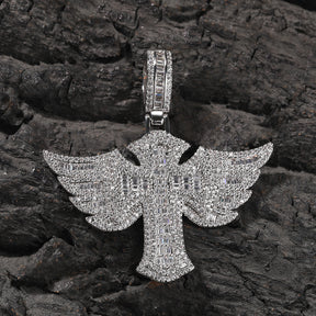 Angel Wings Cross Diamond Pendant