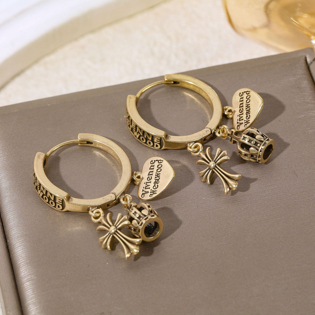 Chrome Hearts-Inspired Star, Heart, and Cross Earrings