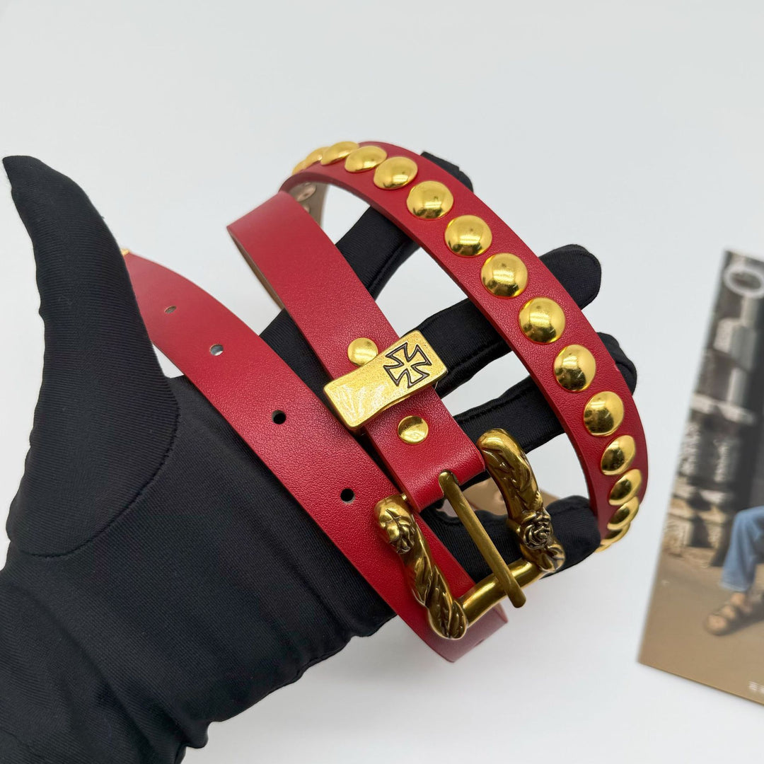 Y2K EDR Brooding Rich Kid Studded Cross Waist Belt