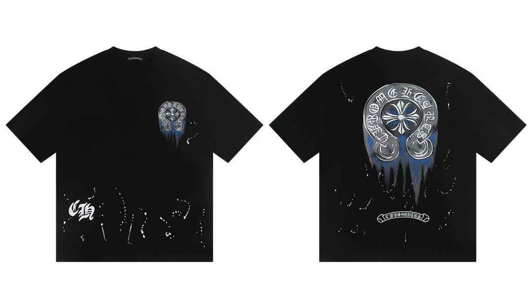 Chrome Hearts Summer Embroidery Print Cotton T-Shirt Short-Sleeve