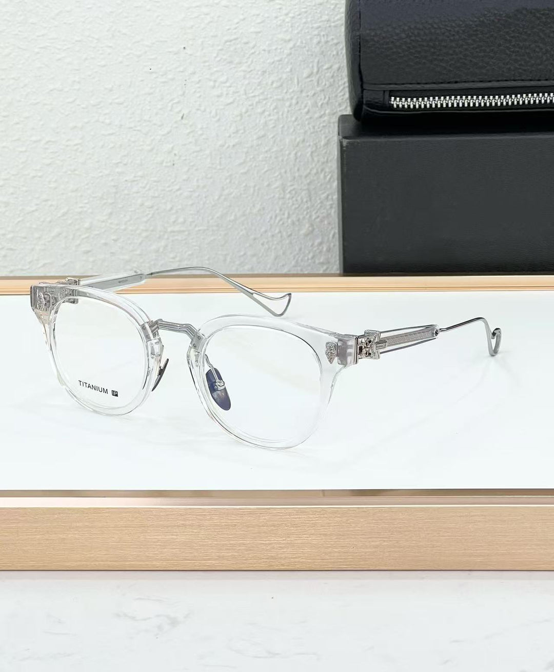 Chrome Hearts Big Sword Light Titanium Metal Oval Glasses