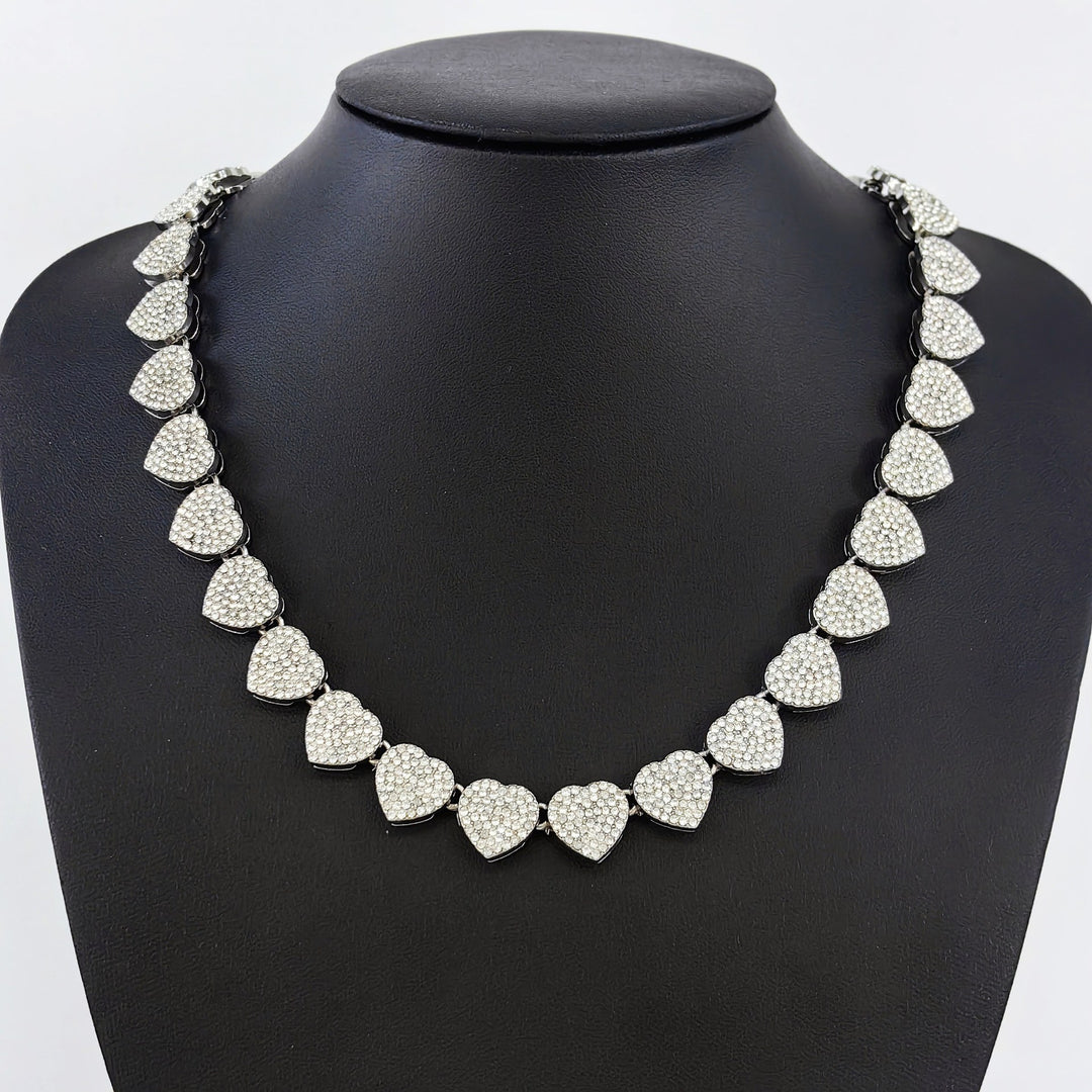 Full-Diamond Heart Alloy Necklace