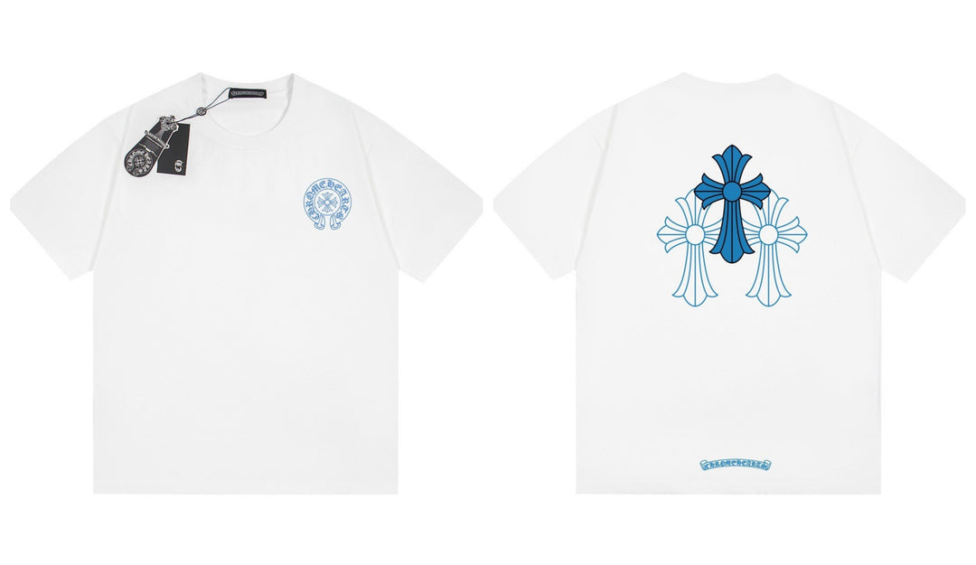 Chrome Hearts Summer Embroidery Print Cotton T-Shirt Short-Sleeve