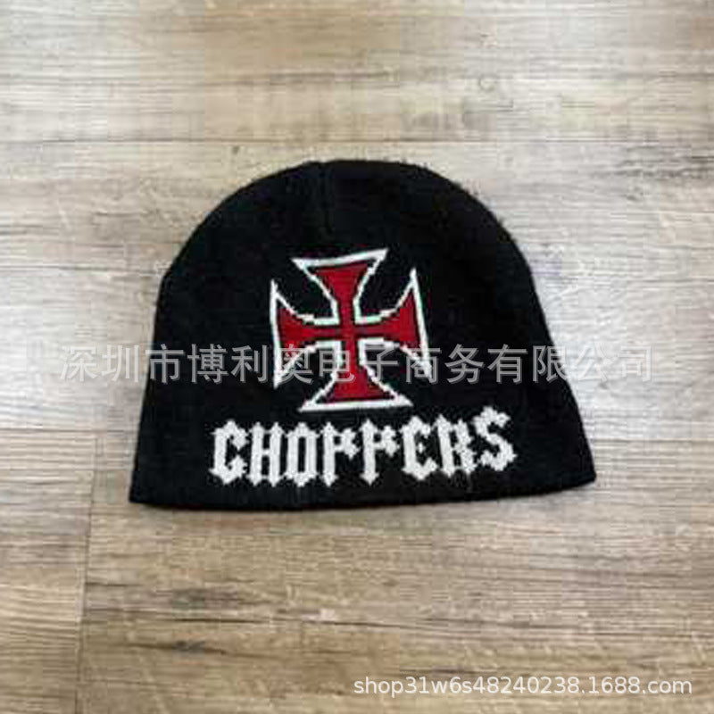 Choppers Cross-Pattern Outdoor Sports Warm Hip Hop Knit Hat
