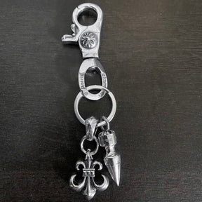 chrome hearts cross anchor heart-shaped dagger keychain