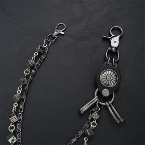 Carved leather dice vintage double-layer trouser chain waist chain