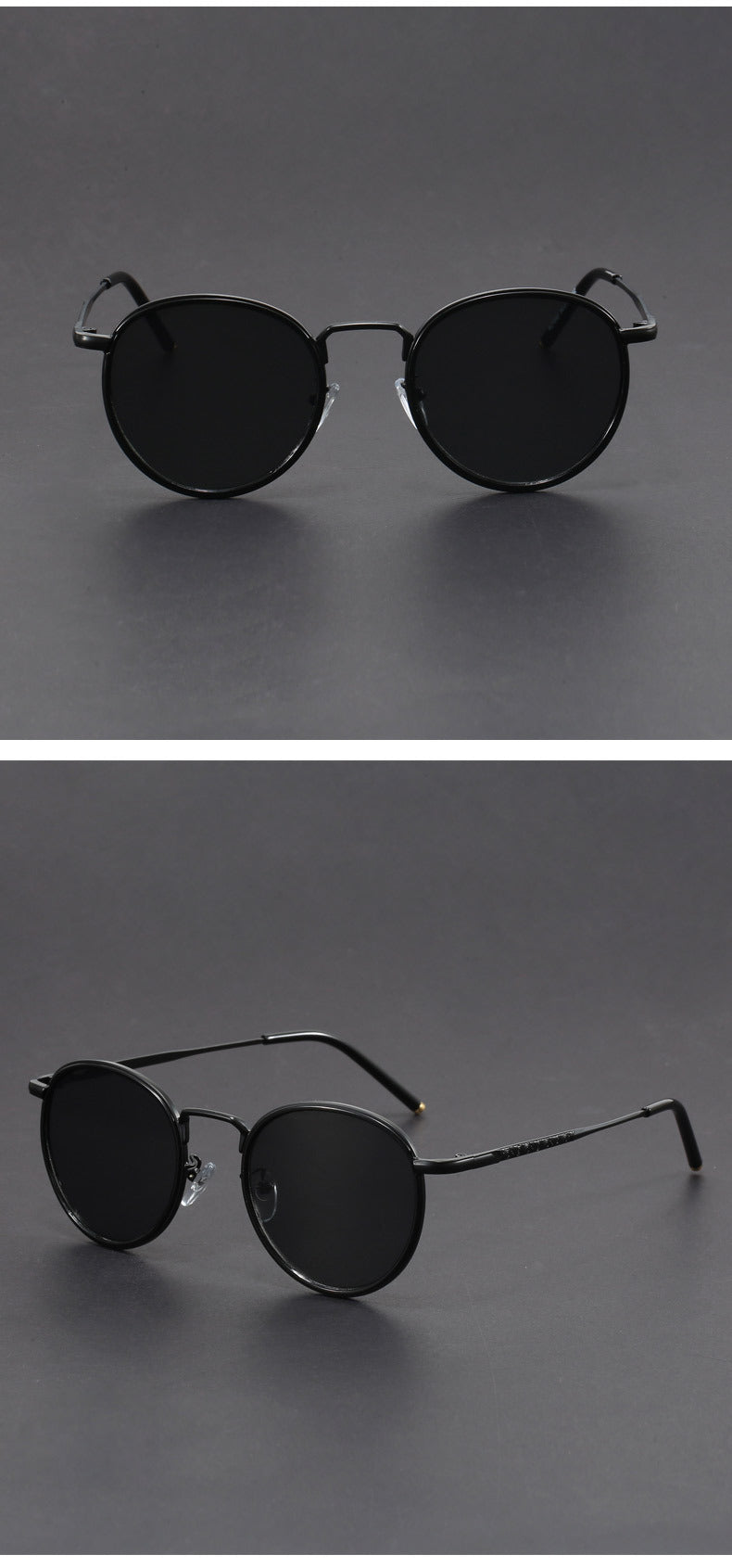 Retro small round frame Hong Kong style sunglasses