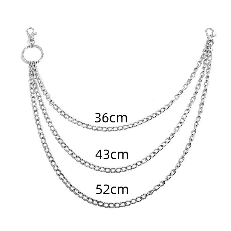 Irregular Pearl & Cuban Link Mixed-Material Punk Waist Chain