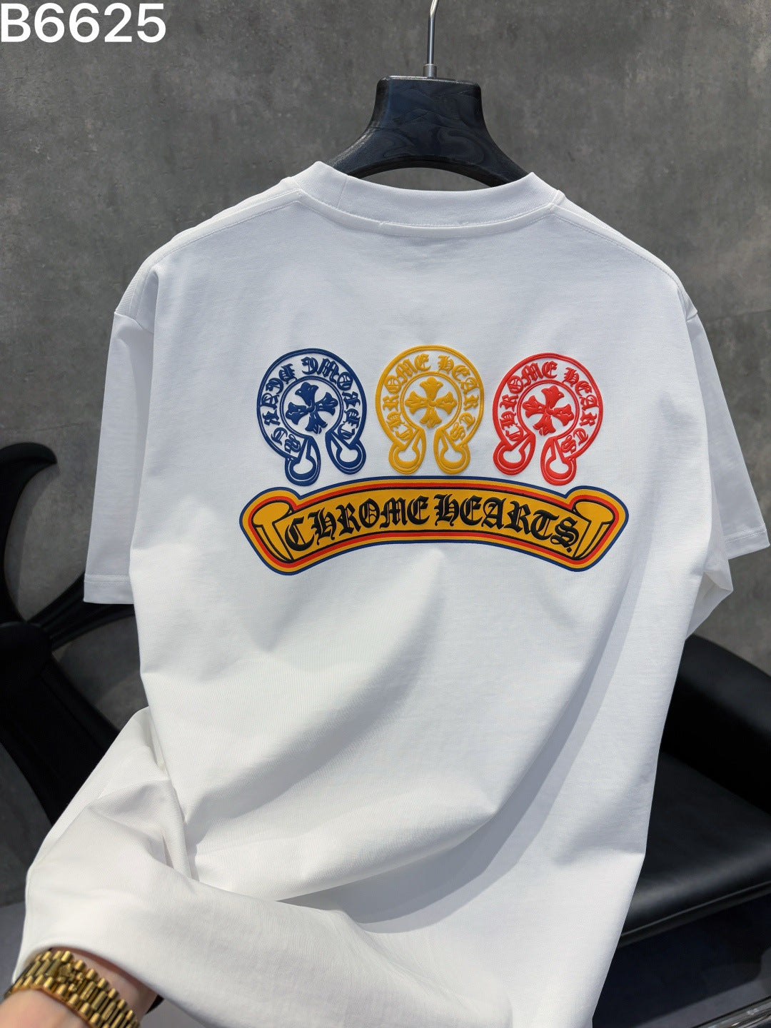 Chrome Hearts 3 Horseshoe Sanskrit Embroidered T-Shirt