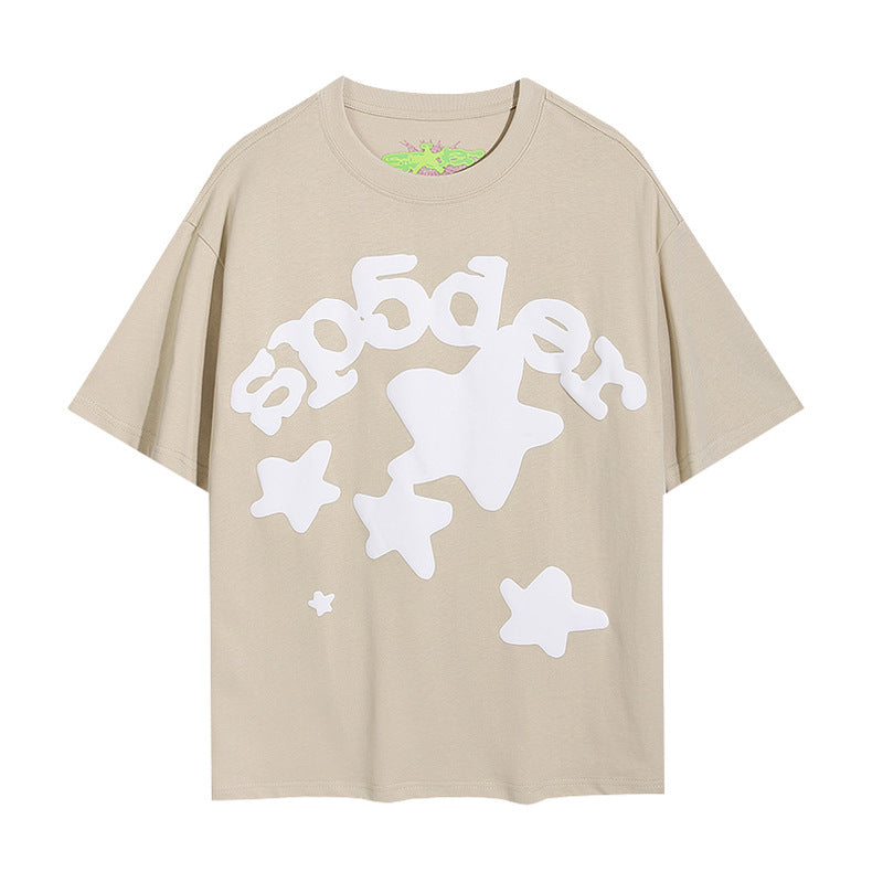 Sp5der foam letter 555 spider web print short-sleeved T-shirt