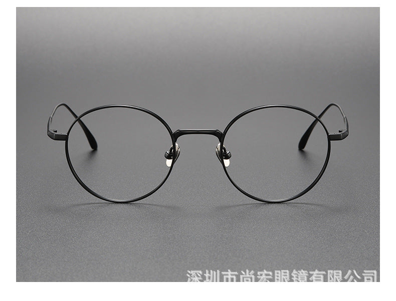 Pure titanium women's retro round handmade glasses frame