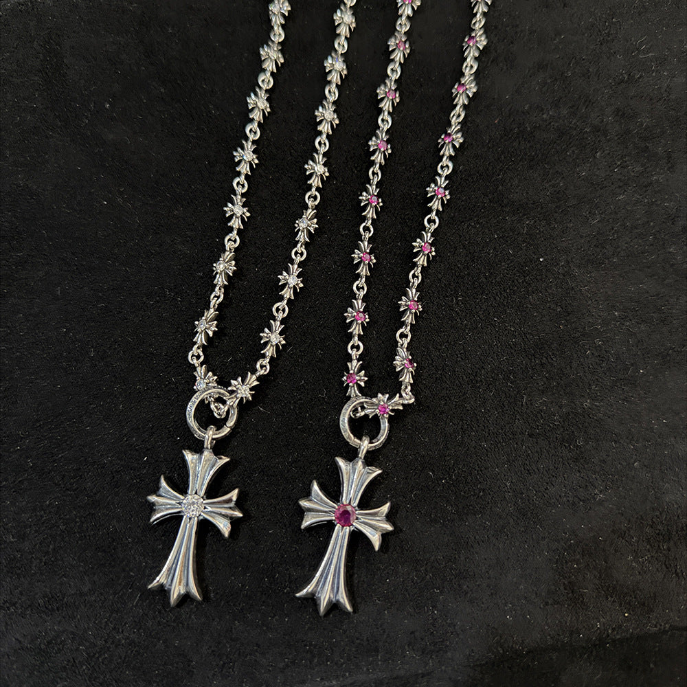 Chrome Hearts diamond-encrusted cross pendant necklace