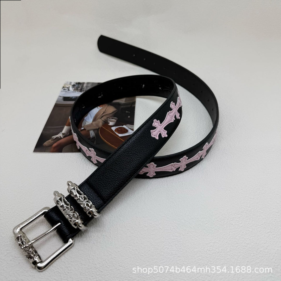 Chrome Hearts Cross-Motif Classic Leather Belt
