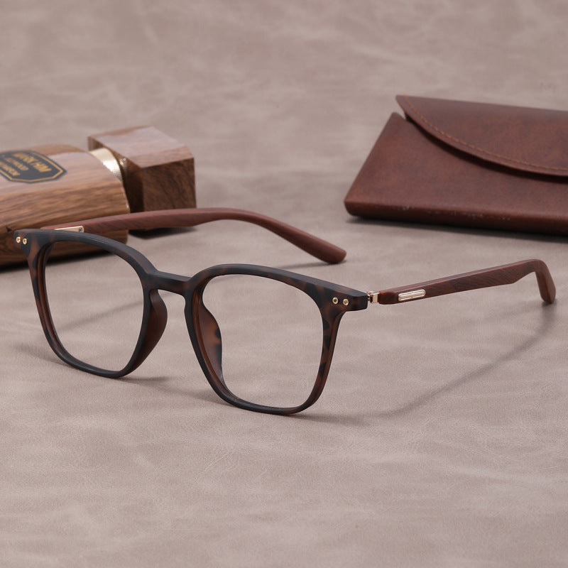 Lightweight, flexible wood grain temples eyeglass frames