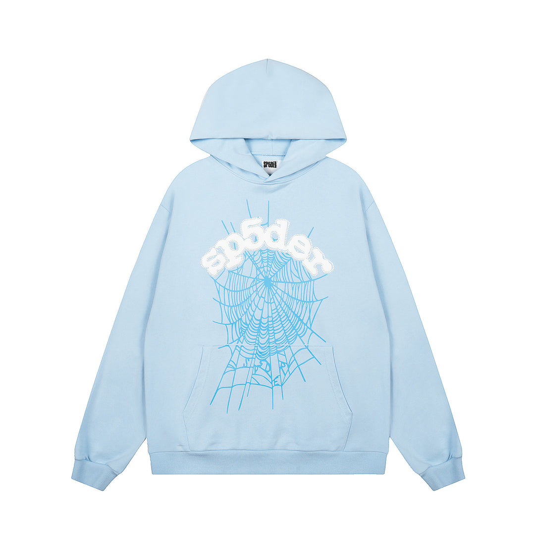 Sp5der patterned beaded 555555 hoodie and trousers