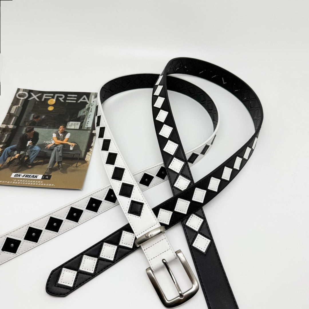 Minimalist Checkered Leather Belt
