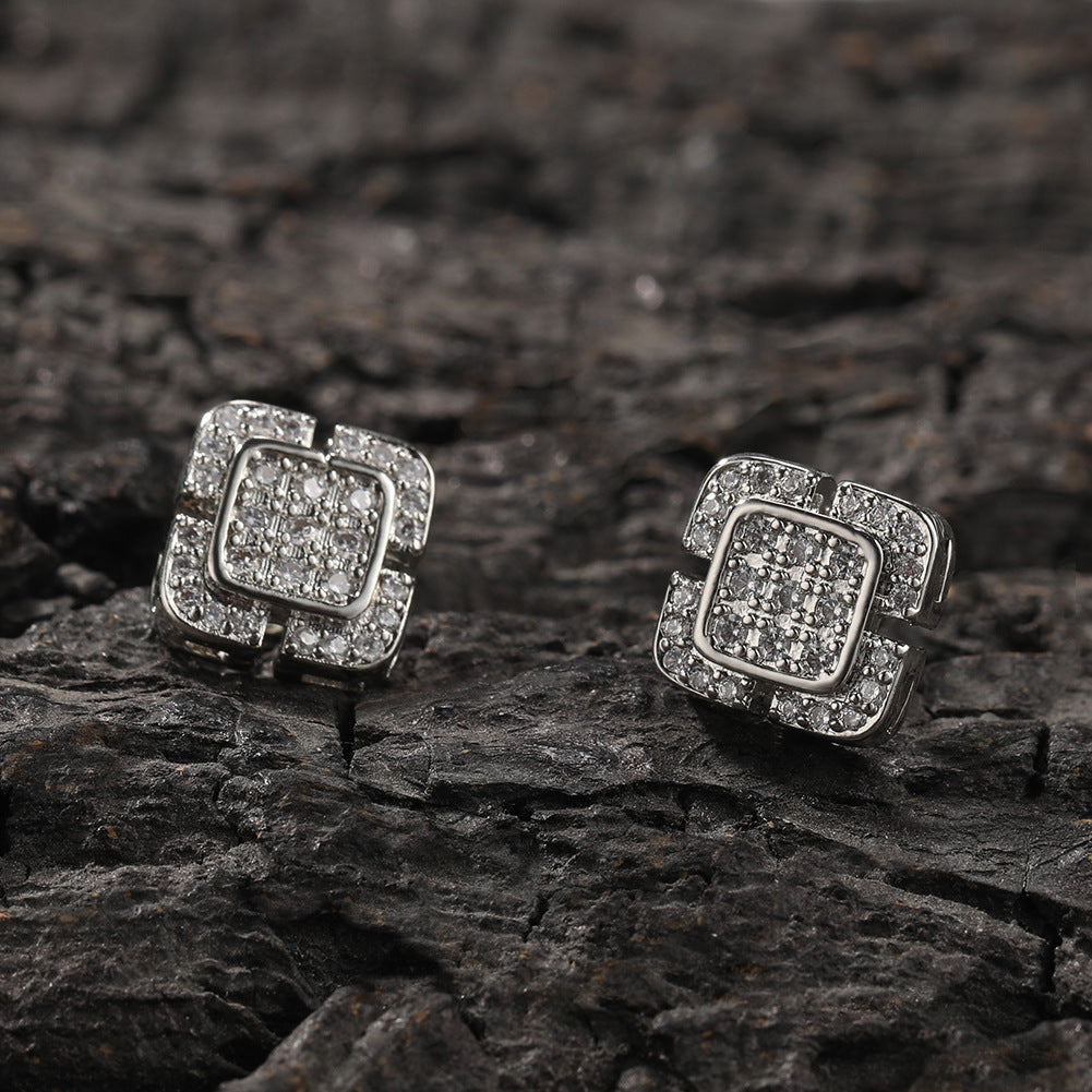 Square cross eight-star and eight-sword diamond Earrings