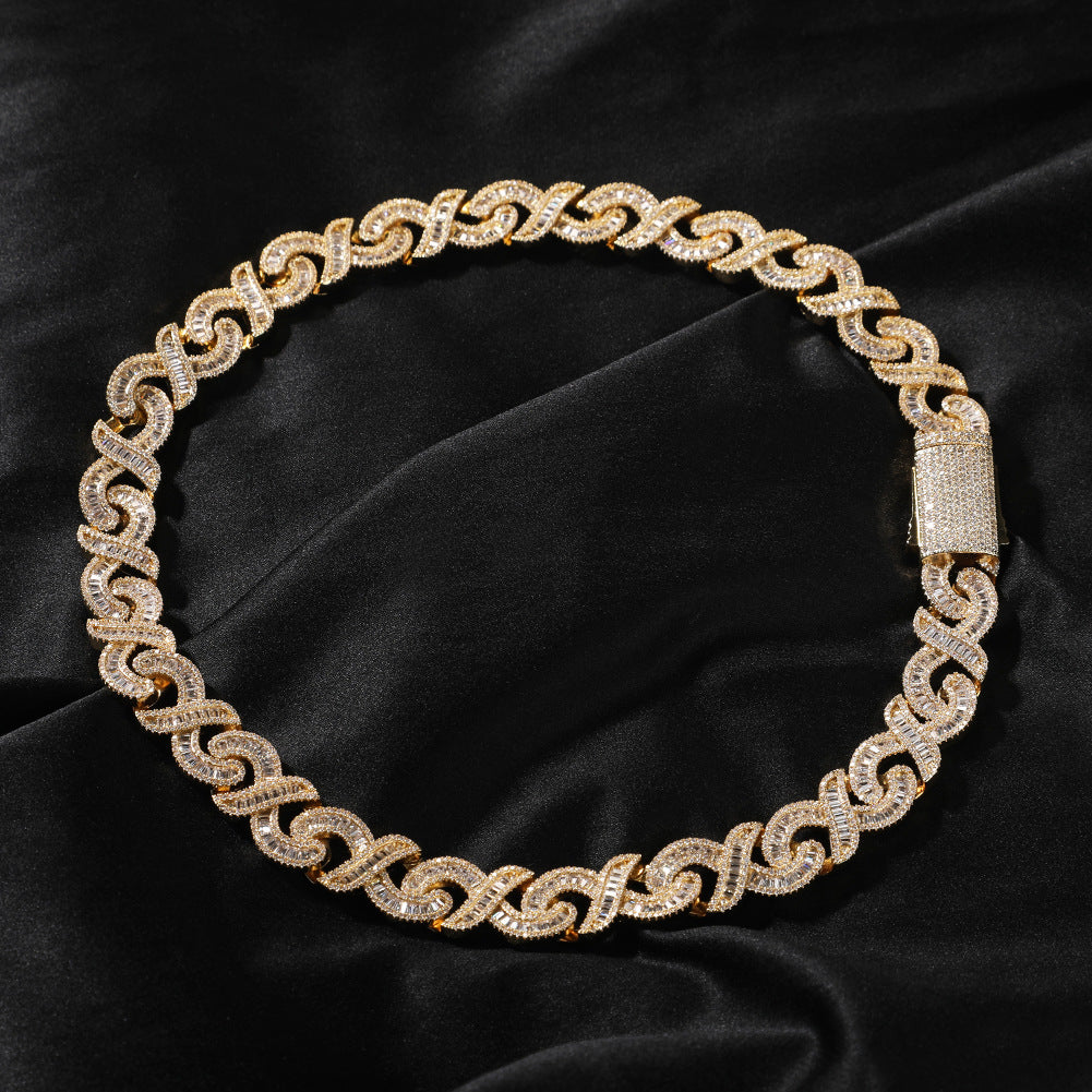 Geometric "T" & Infinity 15mm Diamond-Encrusted Cuban Chain